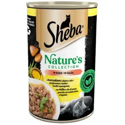 SHEBA 12x 400 g Nature's Collection: Nassvollnahrung mit Hühnerfleisch und Fischöl mit einer Beilage aus Süßkartoffeln und grünen Bohnen in Sauce