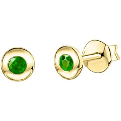 Paar Ohrstecker VIVANCE "375/- Gelbgold glanz Smaragd", gelb (gelb, grün), Ohrringe, Damen, ONE-SIZE, Gold