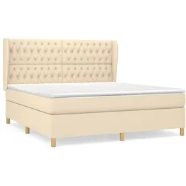 vidaXL Boxspringbett mit Matratze Creme 180x200 cm Stoff