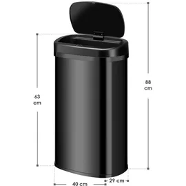 Juskys Mülleimer Viereckig 60 l Schwarz