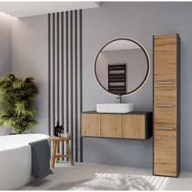 Topeshop Badezimmerschrank S33, Anthrazit, Artisan Oak - Grau/Silber