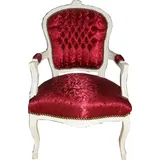 Casa Padrino Barock Salon Stuhl Bordeaux Rot Muster/Antik Weiss