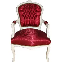 Casa Padrino Barock Salon Stuhl Bordeaux Rot Muster/Antik Weiss
