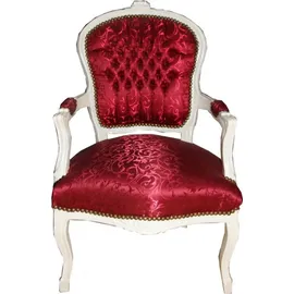 Casa Padrino Barock Salon Stuhl Bordeaux Rot Muster/Antik Weiss
