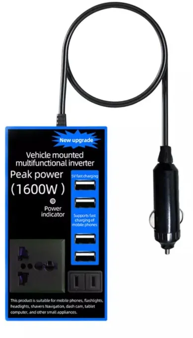 Multifunktionaler Spannungswandler (Inverter) von 12 V auf 220 V - 1600 W