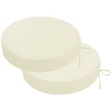 PRIMEPATIO Runde Outdoor-Stuhlkissen, dick, 7 cm, runde Sitzkissen mit Bändern, wasserdicht, rund, für Terrasse, Bistrostuhl, Polster für Gartenmöbel, 38 x 38 cm, Beige, 2 Stück