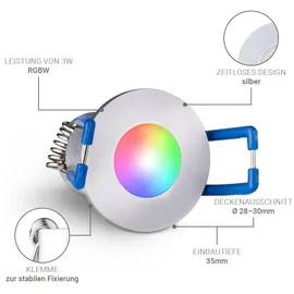 Longlife LED Einbaustrahler Mini 10er Set 3W RGBW silber IP65