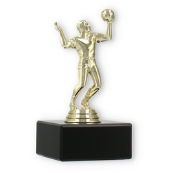 Pokal Kunststofffigur Volleyballspieler gold auf schwarzem Marmorsockel 12,9cm