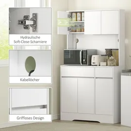 Homcom Küchenschrank Buffetschrank mit Arbeitsplatte 100 x 38 x 180 cm Weiß