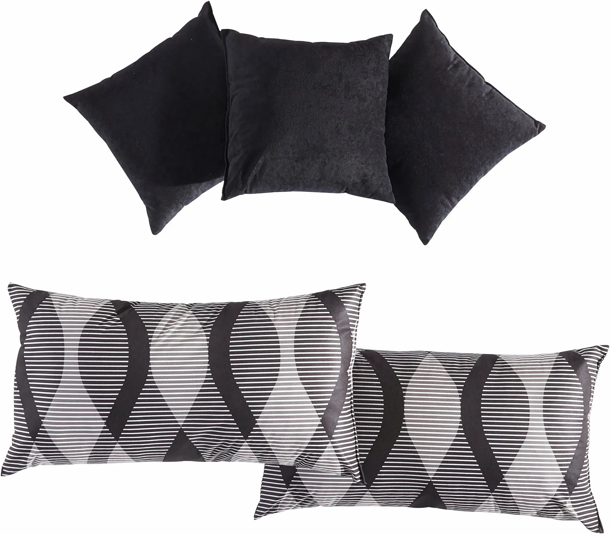 Dekokissen, schwarz (schwarz, gemustert), B:40cm L:40cm, Polyester, WESTFALIA SCHLAFKOMFORT, Dekokissen_Sitzkissen_Kissenhüllen, (5-tlg.)