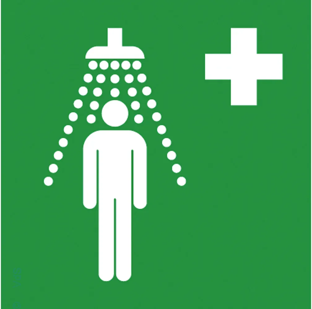 Rettungsschild als Symbol Notdusche nach ISO 7010