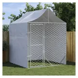 vidaXL Outdoor-Hundezwinger mit Dach Silber 2x2x2,5 m Verzinkter Stahl