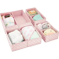 MetroDecor Aufbewahrungsbox Stoffkisten Organizer mDesign 2er Set rosa/weiß gepunktet