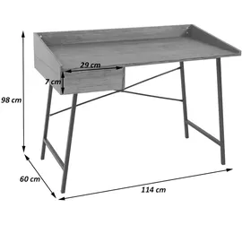 Mendler Schreibtisch HWC-J97, Bürotisch Computertisch, Schublade 3D-Struktur 98x114x60cm MVG-zertifiziert ~ Eiche-Optik