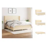 vidaXL Boxspringbett mit Matratze Creme 160x200 cm Stoff