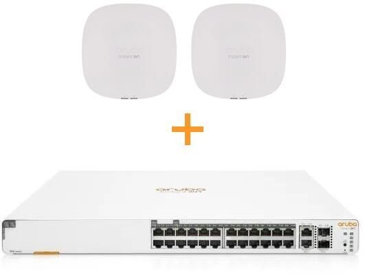 HPE Aruba Instant On 1960 24G PoE inkl. 2x HPE Aruba Instant On AP25 Access Point ohne Netzteil