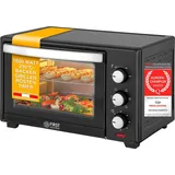 TZS First Austria Minibackofen 30L mit Umluft, 1600W, bis 230°C, 60 Min Timer, Innenbeleuchtung, Backofen, Doppelglastür, Mini Ofen mit Krümelbl... - Schwarz