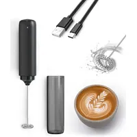 ibettertec Milchaufschäumer Milchaufschäumer elektrischer Stab Handmilchaufschäumer, USB-aufladbar schwarz