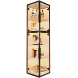 Merax LED Standvitrine 40×40×170 cm, schmale Acrylvitrine mit Rundumsicht, Sammlervitrine & Präsentationsschrank mit Beleuchtung, Weiß & Schwarz