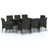 VidaXL Garten-Essgruppe 9-tlg schwarz inkl. Kissen 3099346