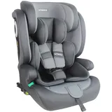 XOMAX LM238 Kindersitz mit ISOFIX I mitwachsend I 9-36 kg, 15 Monate - 12 Jahre, Gruppe 1/2/3 I 5-Punkt-Gurt und 3-Punkt-Gurt I Bezug abnehmbar und waschbar I ECE R129 I anthrazit-grau