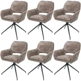 Mendler 6er-Set Esszimmerstuhl HWC-N74, Küchenstuhl, drehbar Auto-Return, Stoff Chenille (490g/m2) braun
