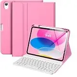 MoKo Hülle mit Tastatur für iPad A16 11 Generation 2025/10 Generation 2022(11/10.9 Zoll),TPU Schutzhülle,iPad 10. Gen Hülle mit Pencil Halter und magnetisch Abnehmbarer Tastatur mit QWERTY,Pfingstrose