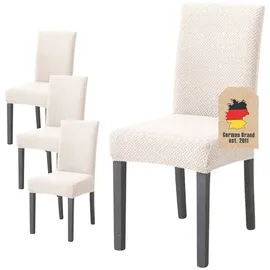 Intirilife 4x Elastische Stuhlhusse Stuhlüberzug in GEMUSTERT CREME mit 38 - 45 cm Sitzfläche und 45 - 65 cm Lehnenhöhe
