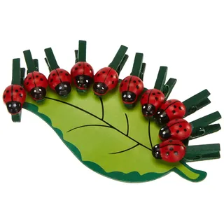 Rayher Holzklammern grün/rot mit Marienkäfer Ø 2,5 cm 10 St.
