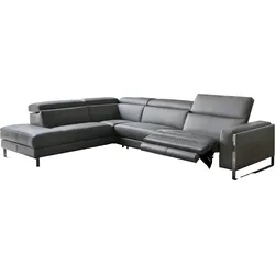 Ecksofa CALIA ITALIA "Pier, Design und erstklassiger Sitzkomfort im Einklang, L-Form", grau (grigio), B:290cm H:78cm T:227cm, Sofas, mit elektrischer Relaxfunktion, in hochwertigem Lederbezug