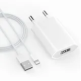 Ladekabel für iPhone 8 7 6 6S 5 5S 5C Plus SE X XS XR 11 12 13 14 5W Ladegerät USB Schnellladekabel Adapter Ladeadapter Netzteil mit Kabel