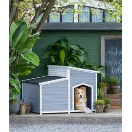 dehner lieblinge Hundehütte Balu 128 x 91 x 88,5 cm Tannenholz Grau/Weiß/Dunkelgrau
