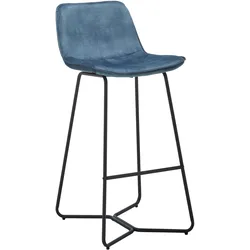 Barhocker Nery Blau Samt Gepolstert