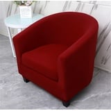 Highdi Sesselschoner Sesselbezug Stretch Sesselüberwurf 2-Teilig Einfarbig Modern Sesselbezug, Elastisch Tub Chair Sesselhussen für Clubsessel Loungesessel Cocktailsessel (Burgunderrot)