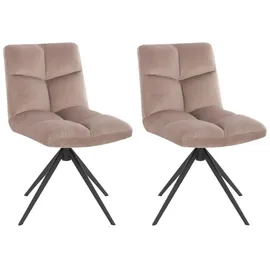 Home Deluxe Esszimmerstuhl drehbar 2er Set NODA - Samt Hellbraun