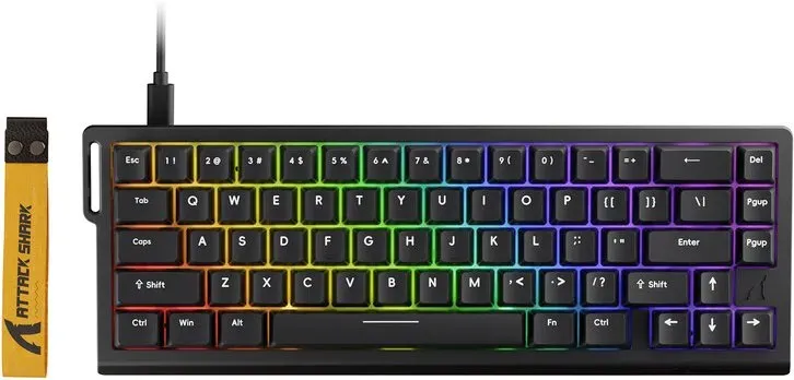 ATTACK SHARK X68 HE Tastatur mit Schnellabzug, magnetische Schalter, Schwarz