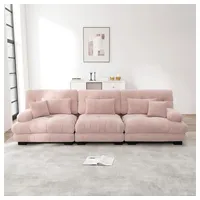 BBWL 3-Sitzer 3-Sitzer Modulares Ecksofa mit Tiefensitz aus Chenille, komfortabel gepolstertes Schlafsofa für Wohnzimmer, Apartment, Studio rosa