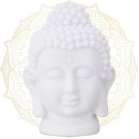 Relaxdays Kopf, Kunststoff, Buddha-Figur, HBT: 17x12x10 cm, Zen Wohnzimmer & Bad, Feng Shui Deko, weiß