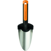 Fiskars Blumenkelle, Länge: 28 cm, Rostfreie Stahl-Kelle, Schwarz/Orange, Premium,