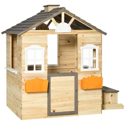 Outsunny Kinderspielhaus Tannenholz, Kunststoff-Kunststoff