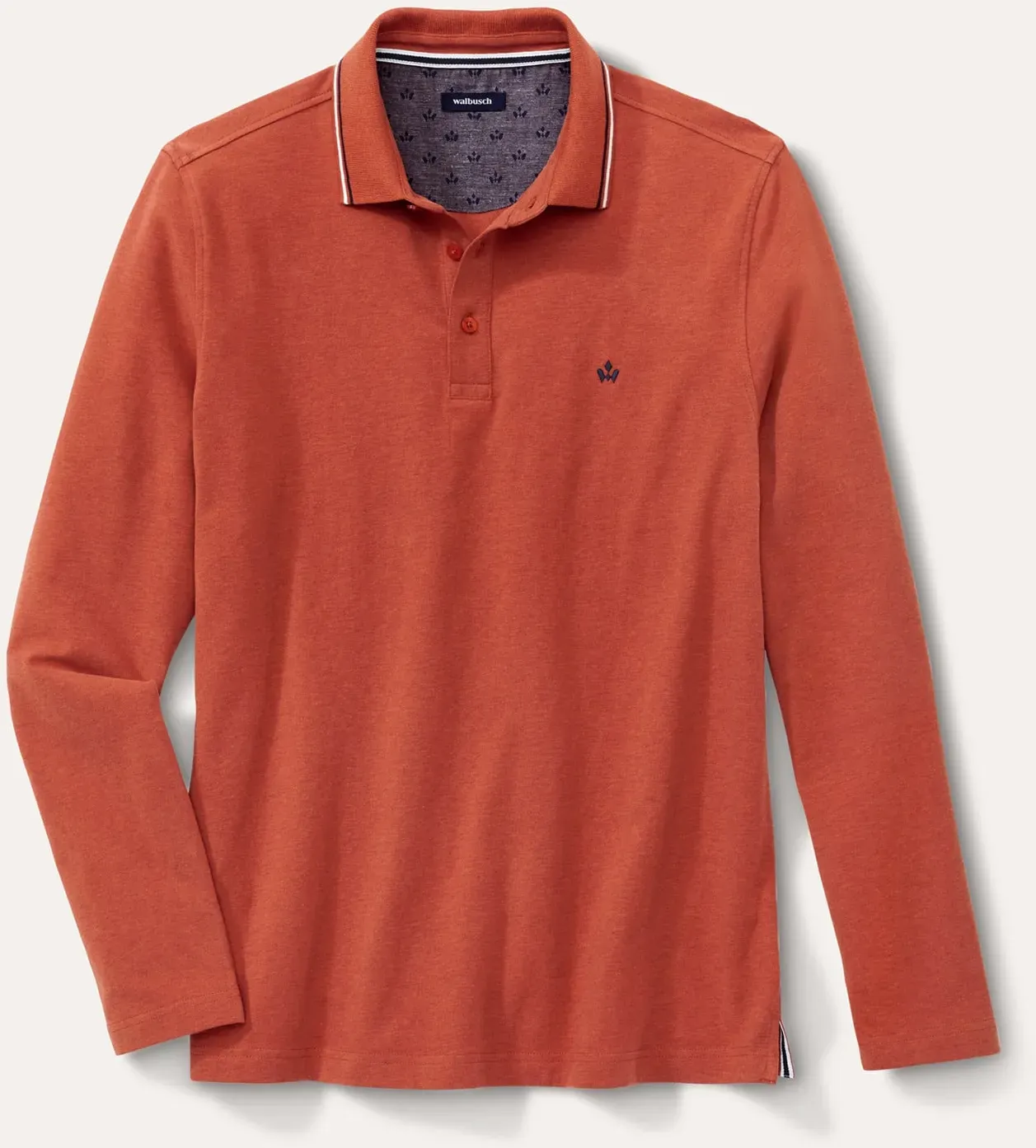Walbusch Herren Langarmpolo Supersoft Orange
