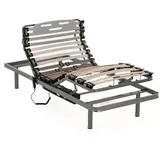 Nalui Lattenrost für Bett, 90 x 190 cm, mit ProCare-Füßen, Buchenholz und Stahl, elektrisch gelenkig auf 5 Ebenen, mit Fernbedienung und Schiebern zur Regulierung der Festigkeit