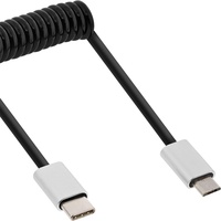 InLine USB 2.0 Spiralkabel, USB-C (M) - USB2.0 - 3,0m - Schwarz