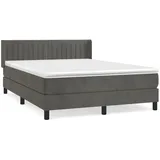 vidaXL Boxspringbett mit Matratze Dunkelgrau 140x200 cm Samt1376753