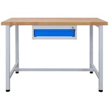 Proregal Werkbank Rhino mit Einzelschublade | HxBxT 84x120x60cm | Traglast 300kg | Lichtgrau/Lichtblau