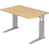 Hammerbacher US12 höhenverstellbarer Schreibtisch ahorn rechteckig, C-Fuß-Gestell silber 120,0 x 80,0 cm