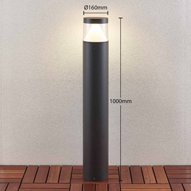 LUCANDE LED-Pollerleuchte Darja aus dunkelgrauem Alu 100cm