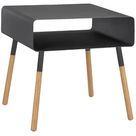Yamazaki Beistelltisch, schwarz, Stahl/Holz, Minimalistisches Design, 35 x 35 x 35 cm
