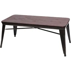 Mendler Couchtisch HWC-H10, Wohnzimmertisch Sofatisch Kaffeetisch, Industriedesign Ulme Holz FSC®-zertifiziert, braun-schwarz