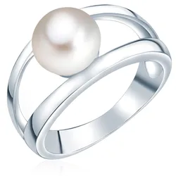 Valero Pearls Perlen-Ring Sterling Silber Süßwasser-Zuchtperle in Silber Ringe   Damen 